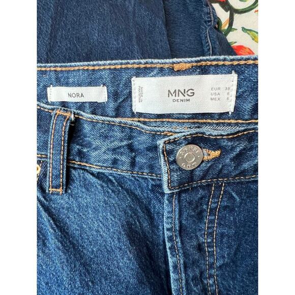M.N.G. the Nora Jeans High Waist Raw Hem Denim Jeans in Blue Women's Size 6 - Picture 8 of 12